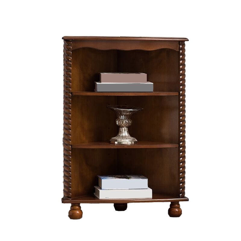 Hedendaagse massieve houten hoekkist, bruine accentkist met planken