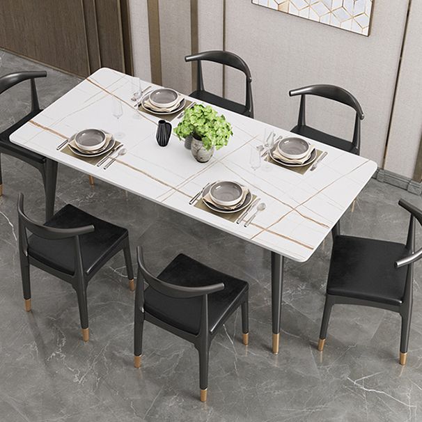 Modern Stone Top Dinette Set 1/2/4/5/7 Pieces Rectangle Dining Table Set in Black Clearhalo 'Dining Room Sets' 'Dining Tables & Seating' 'dining_room_set' 'furn' 'furn_dining_room_set' 'Furniture' 'Kitchen & Dining Furniture' 1200x1200_92b91fd1-1525-4b19-b629-6c8f6028c213