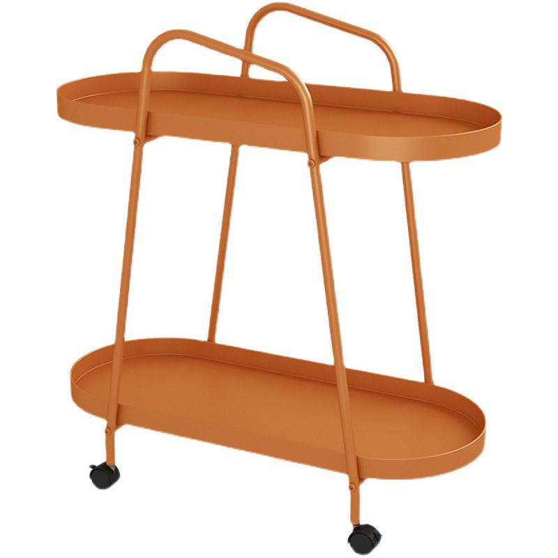 Oval 2-Tier End Table with Casters Mid-Century Modern Metal Side Table Clearhalo 'Coffee & Accent Tables' 'End & Side Tables' 'end_side_tables' 'furn' 'furn_end_side_tables' 'Furniture' 'Living Room Furniture' 1200x1200_92b94d78-c85e-4b56-b70b-dadccfa60430