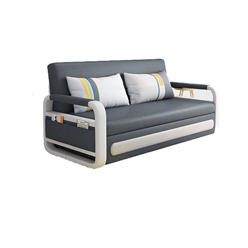 Cama de sofá de cuero de falso gris profundo 33.46 "Sofá de dormir de brazo cuadrado de ancho