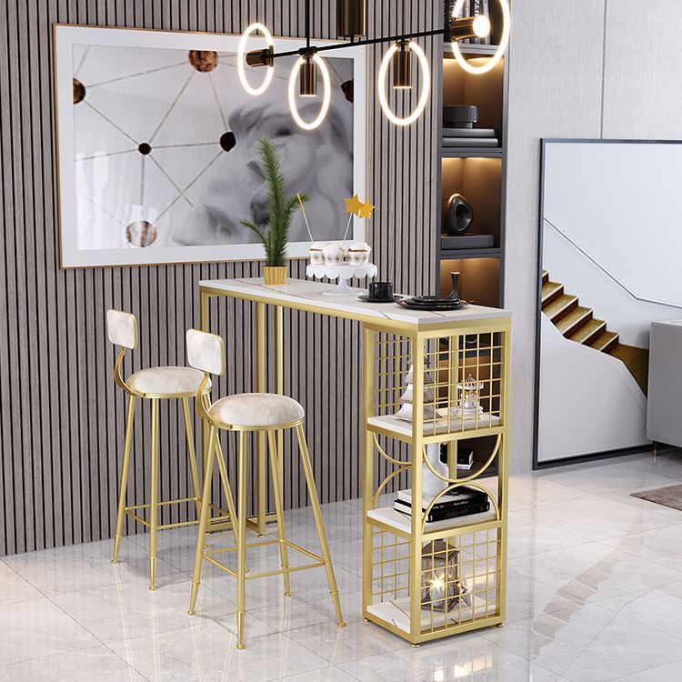 Eigentijdse dubbele pedestal patio balk tafel indoor stenen bistro bars tafel met opslag