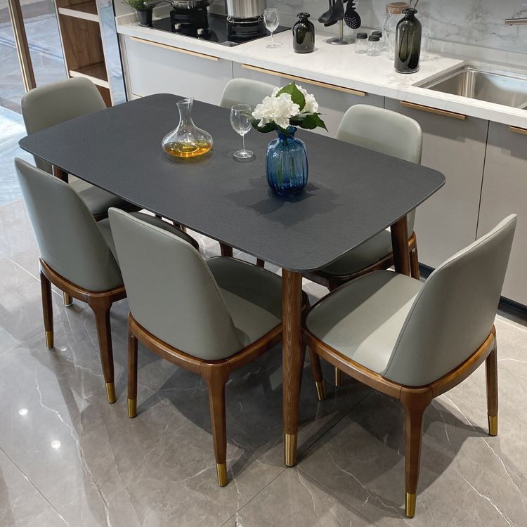 Contemporary Kitchen Dinner Table Rectangle Wood Base Dining Table Clearhalo 'Dining Tables & Seating' 'Dining Tables' 'dining_table' 'furn' 'furn_dining_table' 'Furniture' 'Kitchen & Dining Furniture' 1200x1200_92bb8c1c-7e5e-4ed4-8822-c4701f6cebfb