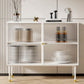 39.5"L Glam Iron Sideboard Striped Glass Doors Cabinets Dining Server for Living Room Clearhalo 'buffet_sideboard' 'Buffets & Sideboards' 'furn' 'furn_buffet_sideboard' 'Furniture' 'Kitchen & Dining Furniture' 1200x1200_92bbb6de-595e-4223-a9cb-402b974aad0e