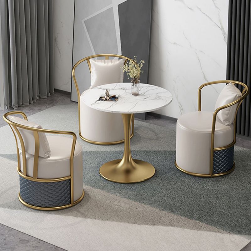 Round Sintered Stone Dining Table Traditional Luxury Tulip Table with Gold Frame Clearhalo 'Dining Tables & Seating' 'Dining Tables' 'dining_table' 'furn' 'furn_dining_table' 'Furniture' 'Kitchen & Dining Furniture' 1200x1200_92bedd0a-d064-4834-ad5c-c26b266ad645