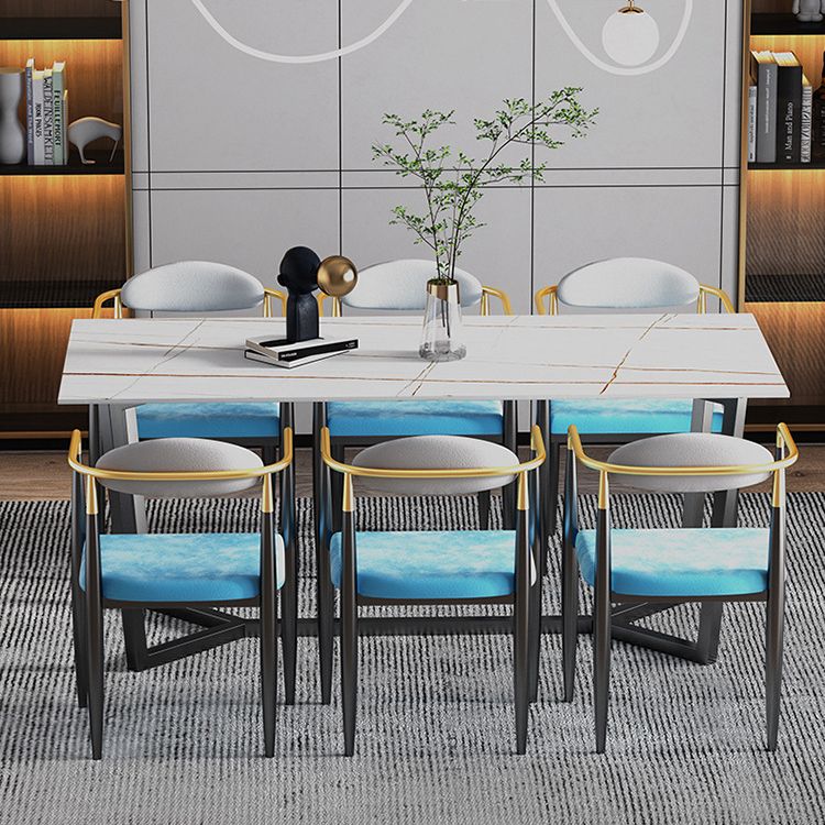 Modern Rectangle Stone Table Set 1/2/7 Pieces Dining Set for Kitchen Clearhalo 'Dining Room Sets' 'Dining Tables & Seating' 'dining_room_set' 'furn' 'furn_dining_room_set' 'Furniture' 'Kitchen & Dining Furniture' 1200x1200_92c05574-020b-4564-a3e1-a2d217d6e183