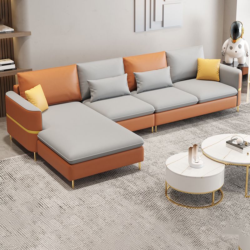 35.43 "Sofá de cuero sintético seccional de alto contenido con cojines de almohada