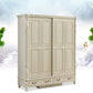 White Wood Freestanding Wardrobe Modern Wardrobe with Solid Wood Legs