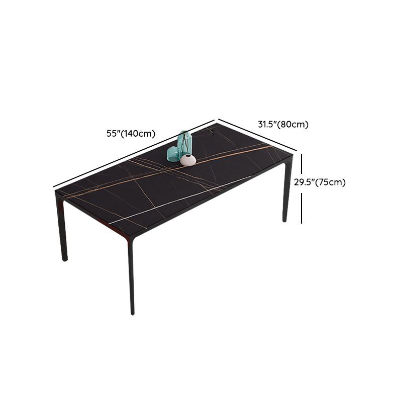 Industrial Sintered Stone Kitchen Table Rectangle Fixed Dining Room Desk Clearhalo 'Dining Tables & Seating' 'Dining Tables' 'dining_table' 'furn' 'furn_dining_table' 'Furniture' 'Kitchen & Dining Furniture' 1200x1200_92c77780-29a9-4906-8a7d-24a700d79ef1