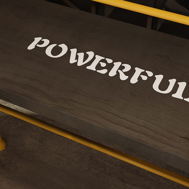 Industrial Black Wood Bar Table with Rectangle Table Top Yellow Trestle Table - 42" H Clearhalo 'Bar Furniture' 'Bar Tables' 'bar_tables' 'furn' 'furn_bar_tables' 'Furniture' 'furniture_bar_tables' 'Kitchen & Dining Furniture' 1200x1200_92c887b8-5e07-414a-b29c-1ac76971d0cf