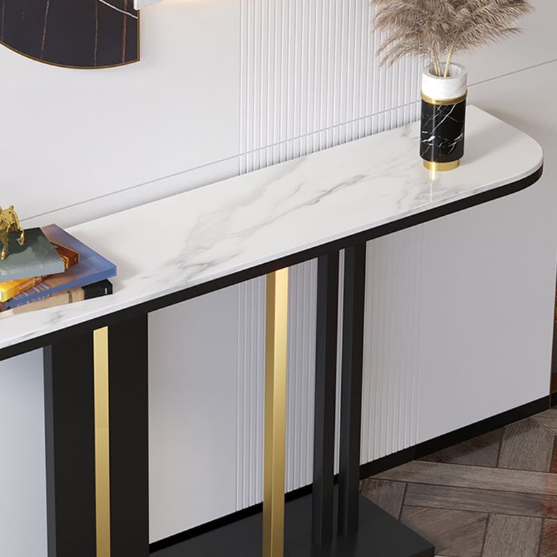 Tavolo da divano in ardesia glam Iron Iron Mezza luna Resistente alla sola console piedistallo