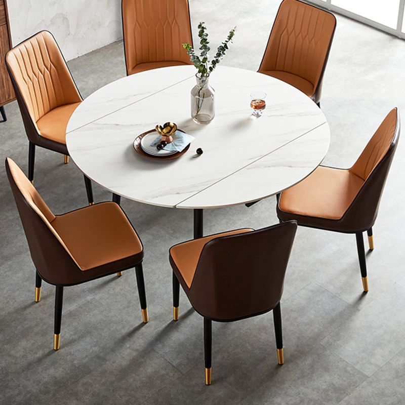 White Contemporary Rectangular and Round Easy Folding Dining Table Clearhalo 'Dining Tables & Seating' 'Dining Tables' 'dining_table' 'furn' 'furn_dining_table' 'Furniture' 'Kitchen & Dining Furniture' 1200x1200_92ca1d7b-fb5d-4f54-9eb0-33486b410766