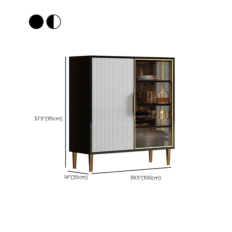 Porte in vetro in legno in stile glam Credenza a buffet con armadi