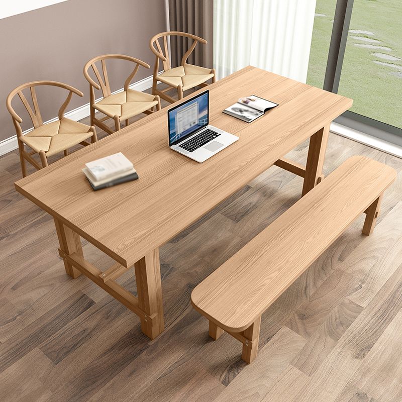 Modern Ash Wood Table for Restaurant Rectangle Dining Table with Trestle Base Clearhalo 'Dining Tables & Seating' 'Dining Tables' 'dining_table' 'furn' 'furn_dining_table' 'Furniture' 'furniture_dining_table' 'Kitchen & Dining Furniture' 'kitchen' 'kitchen_dining_table' 1200x1200_92cb03cd-7682-444b-93cb-445652622d1d