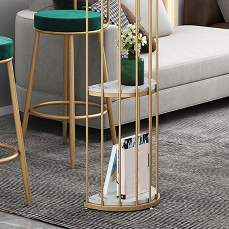 Modern Bar Height Table Faux Marble Top Bistro Bar Table with 3 Shelve