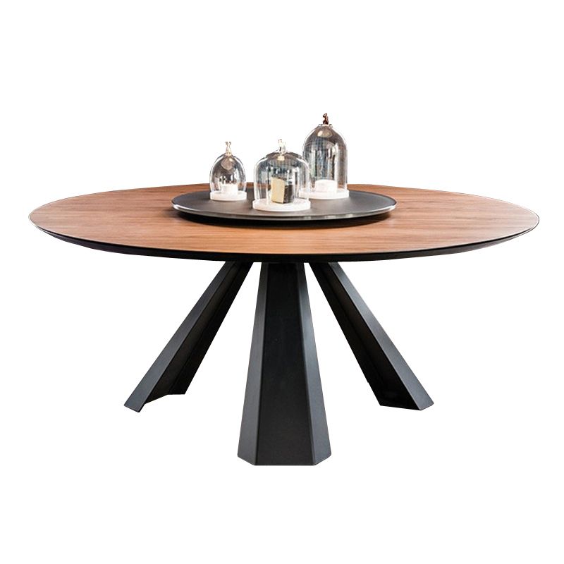 Modern Style Home Solid Wood Dining Table Round Table with Metallic Base Clearhalo ' dining_table' 'Dining Tables & Seating' 'Dining Tables' 'Furniture' 'furniture_dining_table' 'Kitchen & Dining Furniture' 'kitchen&dining_furn' 'kitchen' 'kitchen_dining_table' 1200x1200_92cb9cc5-0316-4fa2-b60a-3c70e4204139