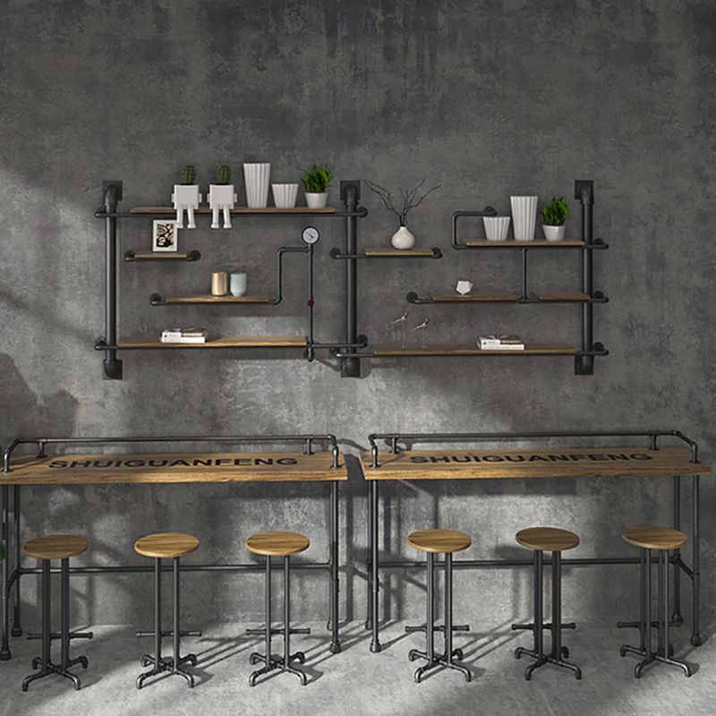 Industrial Wood Bar Table with Rectangle Table Top Black Trestle Table - 42" H Clearhalo 'Bar Furniture' 'Bar Tables' 'bar_tables' 'furn' 'furn_bar_tables' 'Furniture' 'furniture_bar_tables' 'Kitchen & Dining Furniture' 1200x1200_92cc7997-3bb9-4263-8232-68e1850bcc87