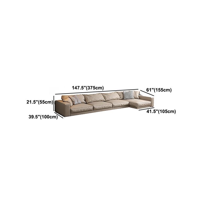 Pillowed Back Cushions Sectional Sofa, Square Arm Sectional Sofa,in Cream22" Clearhalo 'furn' 'furn_sectionals' 'Furniture' 'Living Room Furniture' 'Sectionals' 1200x1200_92ce9fc0-daa3-4742-8bc0-a0ee645d1eba