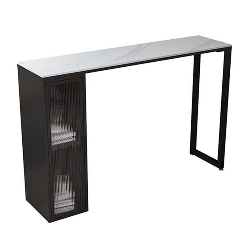 Moderne balktafel Stone Top Pub Tafel met plank voor woonkamer, alleen tafel