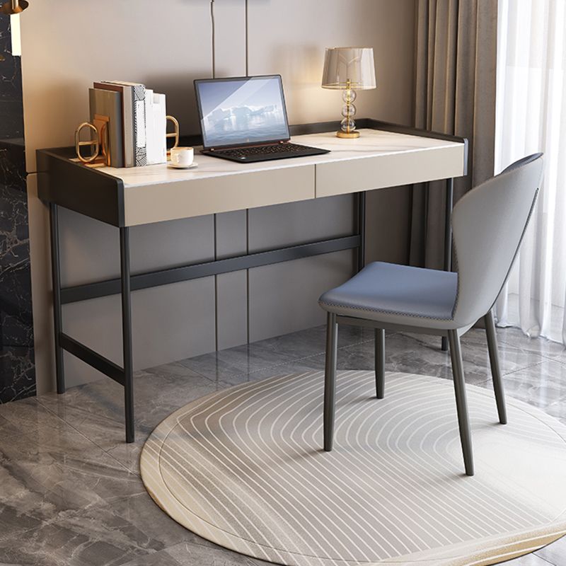Zeitgenössischer Stein Schreibtisch Rechteckiger Home Office Desk mit 2 Schubladen