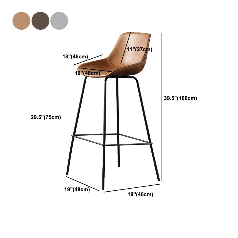 Metal Legs Bucket Bar Stool Industrial Faux Leather Armless Counter Stool Clearhalo 'Bar Furniture' 'Bar Stools' 'bar_stools' 'furn' 'furn_bar_stools' 'Furniture' 'Kitchen & Dining Furniture' 1200x1200_92d17fd7-172f-4186-81c4-2a31685fd18a