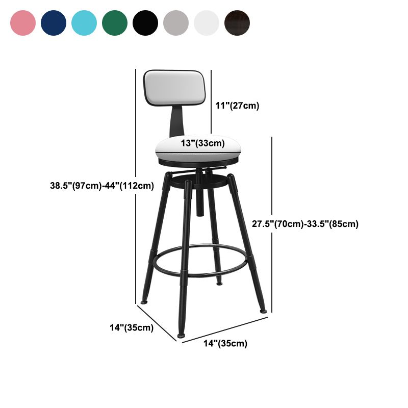 Rotatable Upholstered Counter Stool Industrial Metal Footrest Bar Chair