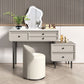Wood and Metal Vanity Table in Grey/White 5 Storage Drawers Makeup Desk Clearhalo 'Bedroom Furniture' 'furn' 'furn_makeup_vanities' 'Furniture' 'Makeup Vanities' 'makeup_vanities' 1200x1200_92d27a1c-6258-4f86-8ff5-f1c8292ef6bb