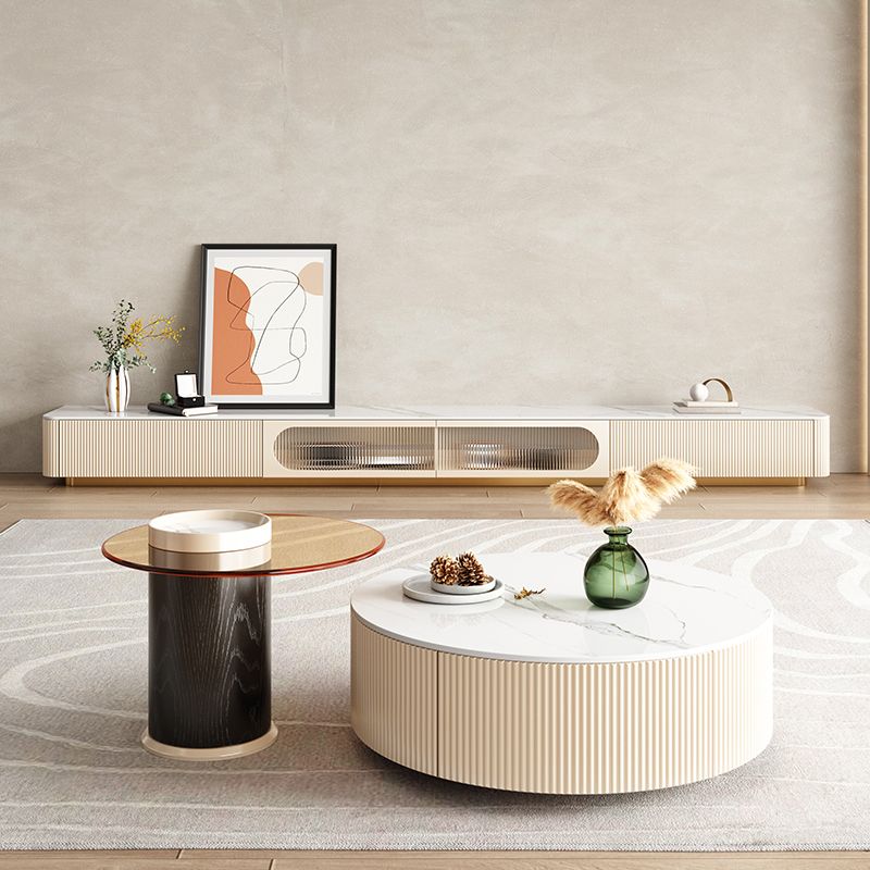 Console TV multimediale in pietra Console TV contemporanea con cassetti