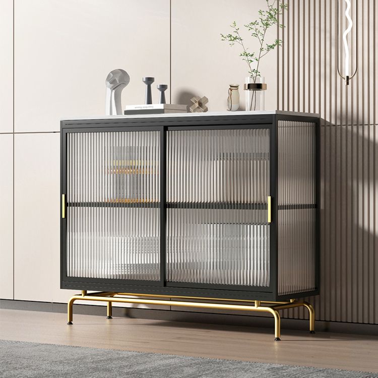 Mobile moderno in metallo in metallo vetro e porte scorrevoli per il soggiorno per soggiorno