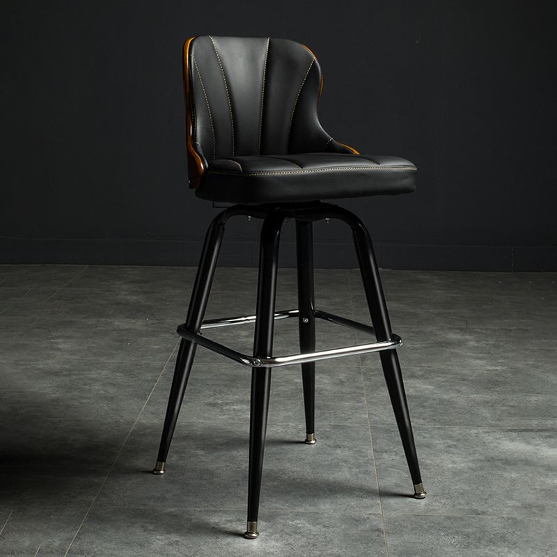Modern Rotatable Backrest Counter Stool Iron Cafe Bar Stool with Leather Cushion and Pedal Clearhalo 'Bar Furniture' 'Bar Stools' 'bar_stools' 'furn' 'furn_bar_stools' 'furniture_bar_stools' 'Kitchen & Dining Furniture' 'kitchen&dining_furn' 'kitchen' 'kitchen_furn' Furniture' 1200x1200_92d42970-81b1-442b-90fa-cfaa7d508736