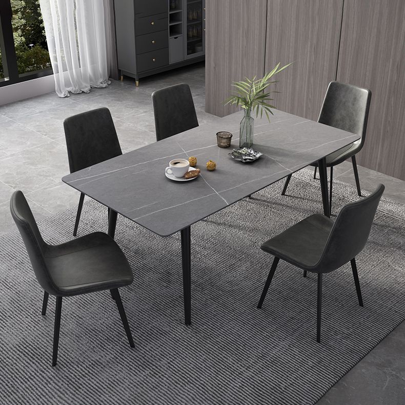 Industrial Style Sintered Stone Dining Table Rectangle Table with 4 Legs for Dinning Room Clearhalo ' dining_table' 'Dining Tables & Seating' 'Dining Tables' 'furn' 'furn_dining_table' 'Furniture' 'furniture_dining_table' 'Kitchen & Dining Furniture' 'kitchen&dining_furn' 'kitchen' 'kitchen_dining_table' 1200x1200_92d6709c-df2e-4f7c-aa8d-12ebb165d8dd