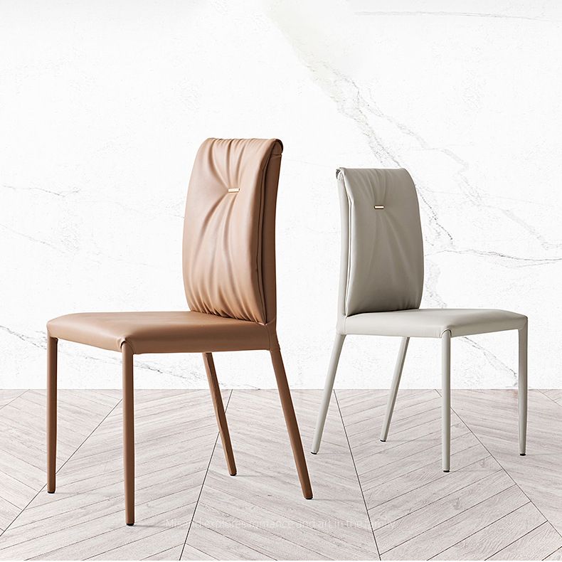 Silla de cena sin brazo de cuero con faux de faux