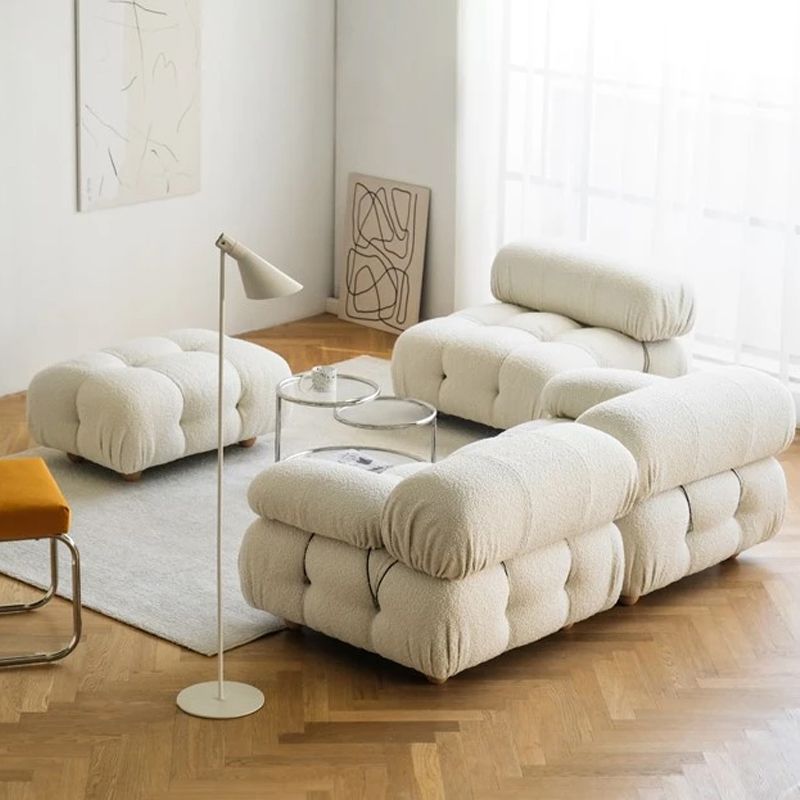Contemporary Biscuit Back Sofa 26.38"High Velvet Couch for Living Room,White Clearhalo 'furn' 'furn_sofas' 'Furniture' 'furniture_sofas' 'kitchen' 'kitchen_sofas' 'Living Room Furniture' 'Sofa' 'sofas' 1200x1200_92d70f2d-4e71-47fb-96cd-384cd8f40c4e