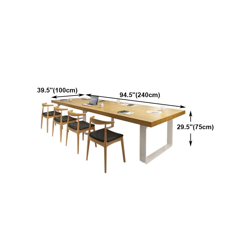 Metal Industrial Rectangle Dining Table Pine Solid Wood Top Table with Sled Base Clearhalo ' dining_table' 'Dining Tables & Seating' 'Dining Tables' 'furn' 'furn_dining_table' 'Furniture' 'furniture_dining_table' 'Kitchen & Dining Furniture' 'kitchen&dining_furn' 'kitchen' 'kitchen_dining_table' 1200x1200_92d77449-1e22-4cf6-a852-247202d614f3