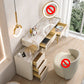 Beige Vanity Dressing Table Set Stool & Storage Drawers Vanity