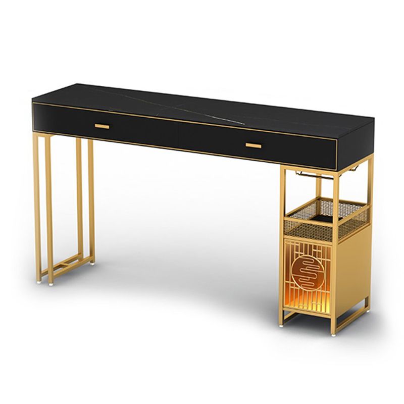 Glam Style Bar Table 42-inch Height Stone Top Pub Table with Two Drawer Clearhalo 'Bar Furniture' 'Bar Tables' 'bar_tables' 'furn' 'furn_bar_tables' 'Furniture' 'Kitchen & Dining Furniture' 1200x1200_92d89533-a288-48be-9cdb-b776ae803dad