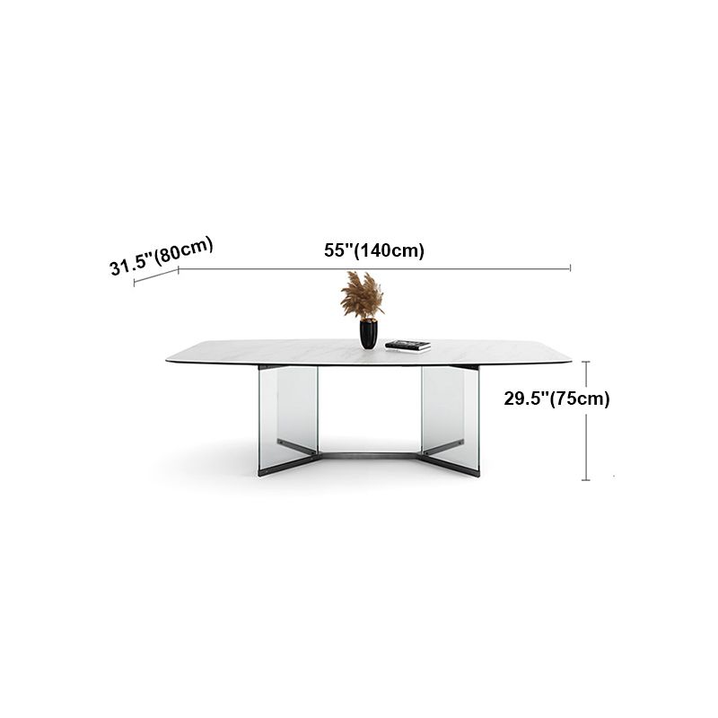 Modern Style White Dining Table Rectangle Sintered Stone Table with Acrylic Base Clearhalo ' dining_table' 'Dining Tables & Seating' 'Dining Tables' 'furn' 'furn_dining_table' 'Furniture' 'furniture_dining_table' 'Kitchen & Dining Furniture' 'kitchen&dining_furn' 'kitchen' 'kitchen_dining_table' 1200x1200_92d90357-45b2-4bdc-9cec-1f78e28c2bf5