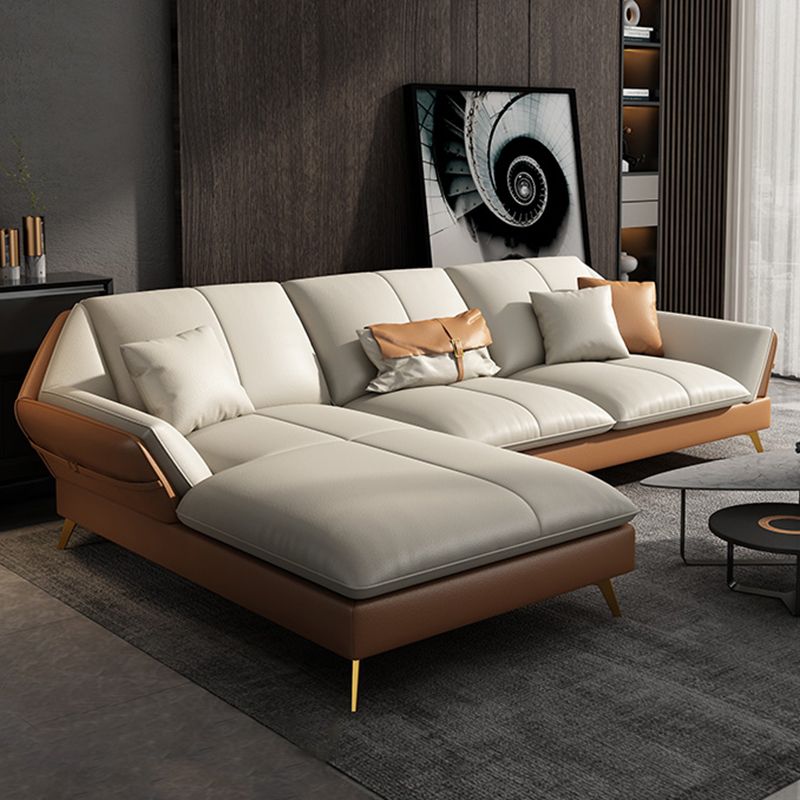 Faux Leather Cushion Back Sectional 32.68"High Pillow Top Arm Sofa with Storage Clearhalo 'furn' 'furn_sectionals' 'Furniture' 'furniture_sectionals' 'kitchen' 'kitchen_sectionals' 'Living Room Furniture' 'Sectionals' 1200x1200_92dafec2-84f4-409a-9942-6c87fcb90d21