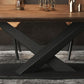 Table à manger industrielle avec plateau en bois marron, Table à manger rectangulaire pour cuisine