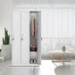 Contemporary Style Metal Wardrobe White Colour Soft Close Doors Wardrobe Closet