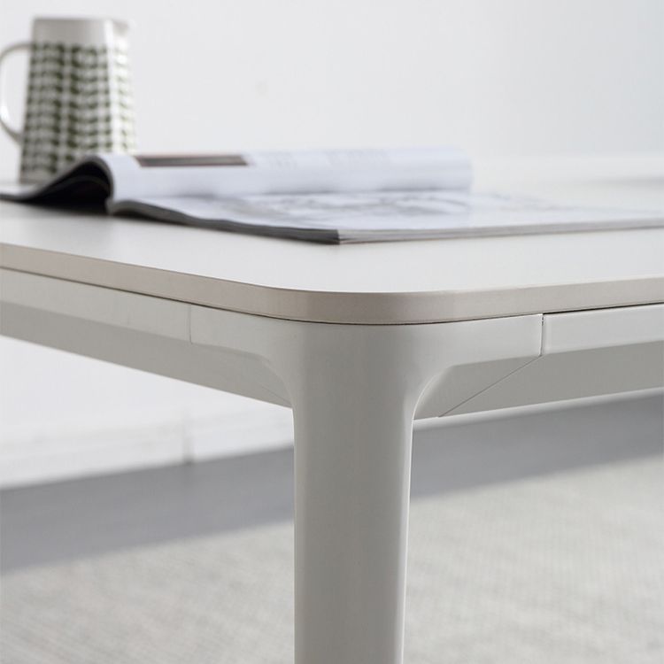 Modern White Sintered Stone Dining Set Standard Rectangle Dining Table Set with 4 Legs Base Clearhalo 'Dining Room Sets' 'Dining Tables & Seating' 'dining_room_set' 'Furniture' 'furniture_dining_room_set' 'Kitchen & Dining Furniture' 'kitchen&dining_furn' 'kitchen' 1200x1200_92df7916-d567-4567-a1f3-9d43ffe1d1ca