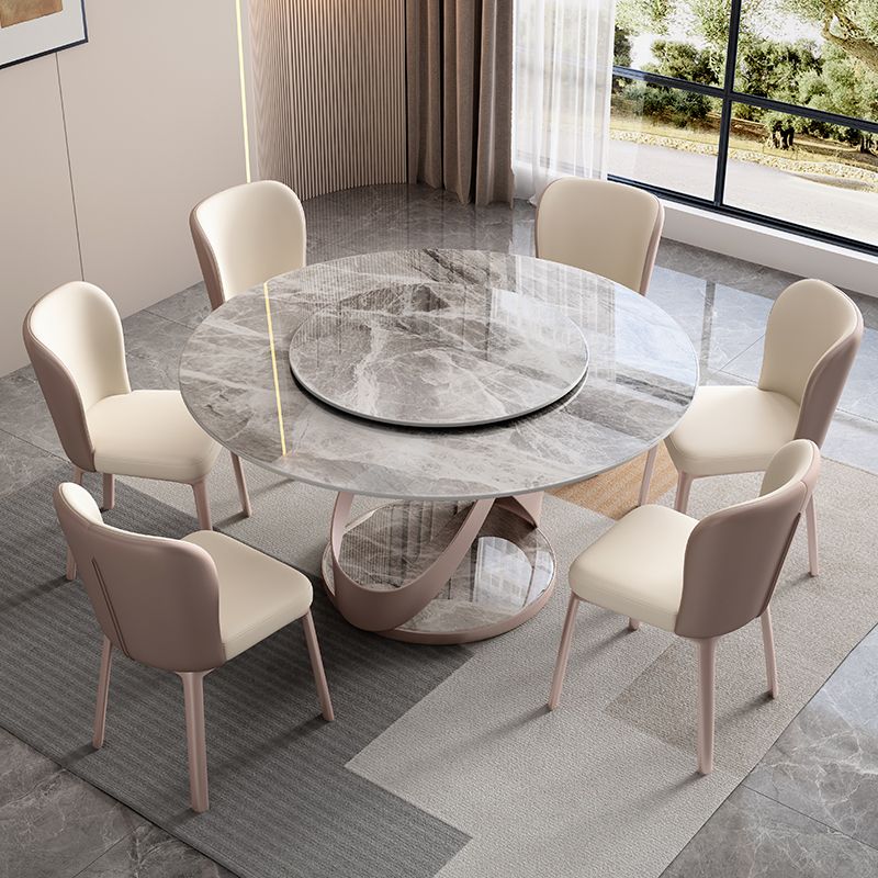 Nordic Glam Dining Round Table Dining Sintered Stone Table for Restaurant Clearhalo 'Dining Tables & Seating' 'Dining Tables' 'dining_table' 'furn' 'furn_dining_table' 'Furniture' 'furniture_dining_table' 'Kitchen & Dining Furniture' 'kitchen' 'kitchen_dining_table' 1200x1200_92e0c771-96bf-4880-812d-090c383be2cb