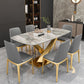 Gray Sintered Stone Dining Table Traditional Luxury Dining Table with Gold Frame Clearhalo 'Dining Tables & Seating' 'Dining Tables' 'dining_table' 'furn' 'furn_dining_table' 'Furniture' 'Kitchen & Dining Furniture' 1200x1200_92e1df87-735c-4a95-8b26-707239649460