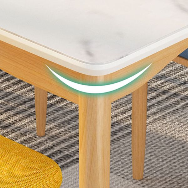 Fixed Minimalist Sintered Stone Top Kitchen Table Set of Light Brown Legs Base for Dining Room Clearhalo 'Dining Room Sets' 'Dining Tables & Seating' 'dining_room_set' 'furn' 'furn_dining_room_set' 'Furniture' 'furniture_dining_room_set' 'Kitchen & Dining Furniture' 'kitchen&dining_furn' 'kitchen' 1200x1200_92e2c152-b306-45af-b019-171c33f47d5b