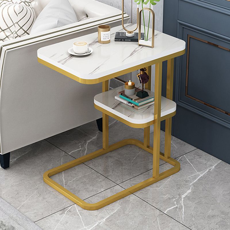 Modern Style Gold/black Metal Base Black/white Slate Top Rectangular Side Table Clearhalo 'Coffee & Accent Tables' 'End & Side Tables' 'end_side_tables' 'furn' 'furn_end_side_tables' 'Furniture' 'Living Room Furniture' 1200x1200_92e2ffa7-095a-4aa6-b3f5-76cb2ddde8ec