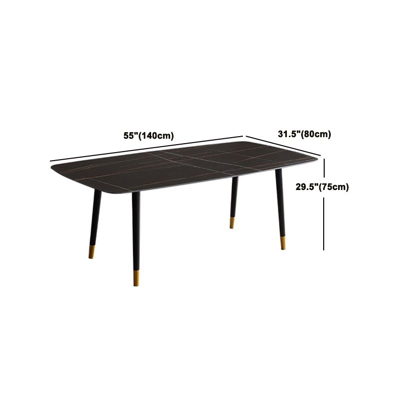 Ensemble de salle à manger moderne avec pieds en bois, ensemble de table à manger d'intérieur rectangulaire de 1/4/6/7 pièces en noir