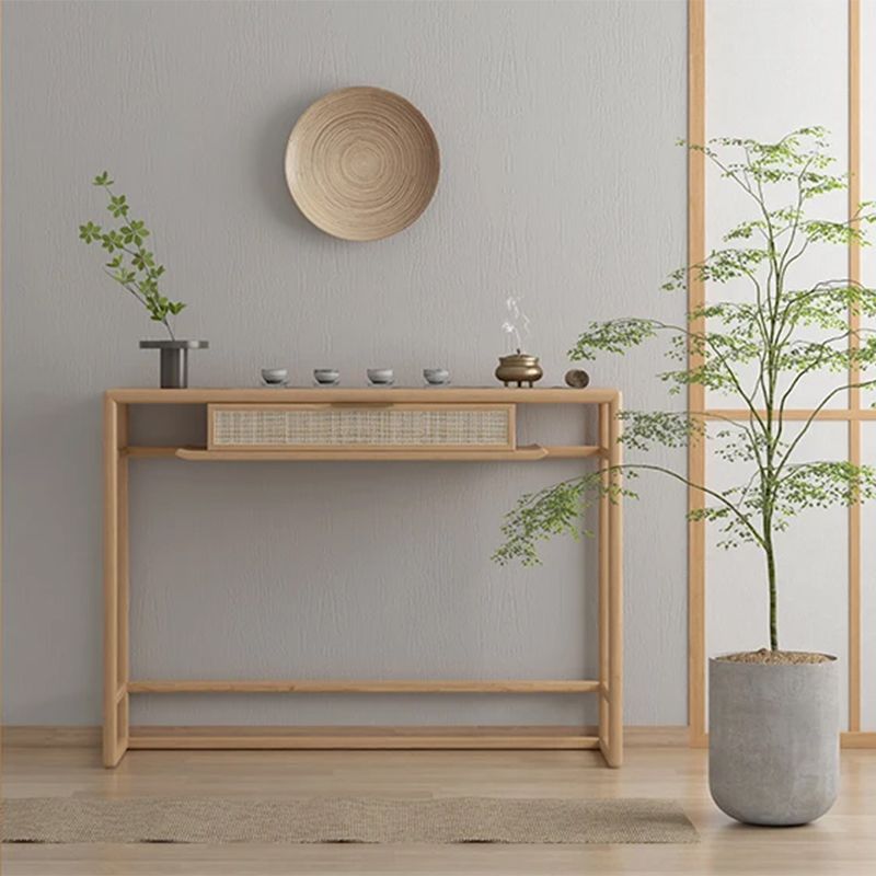 1 Drawer Console Table Solid Wood 34.65-inch Tall Accent Table