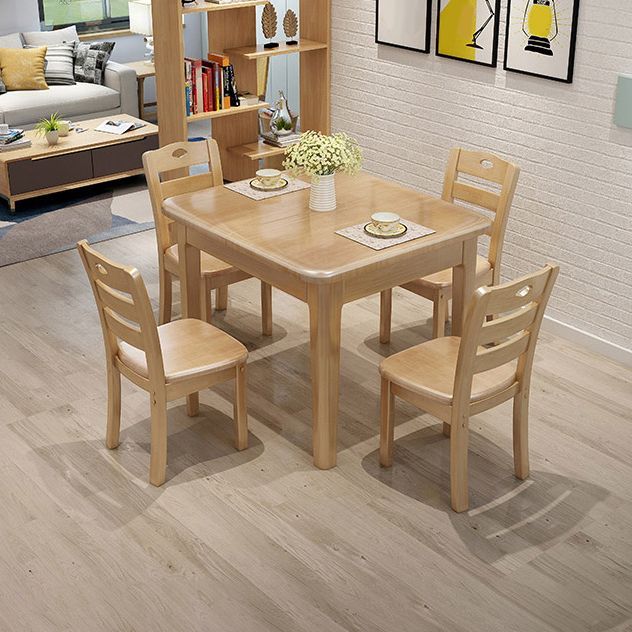 Rectangle 4 Legs Vintage Dining Table Wood Color Extendable Table of Solid Wood Clearhalo ' dining_table' 'Dining Tables & Seating' 'Dining Tables' 'furn' 'furn_dining_table' 'Furniture' 'furniture_dining_table' 'Kitchen & Dining Furniture' 'kitchen&dining_furn' 'kitchen' 'kitchen_dining_table' 1200x1200_92ebd591-9b42-4f8d-af3e-97ea205e0f95