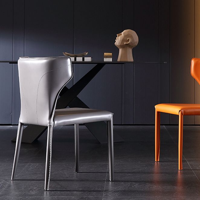 Contemporary Style Dining Chair Armless Metal Wingback Chair for Kitchen Clearhalo ' kitchen&dining_furn' 'Dining Chairs' 'Dining Tables & Seating' 'dining_chair' 'furn' 'furn_dining_chair' 'Furniture' 'furniture_dining_chair' 'Kitchen & Dining Furniture' 'kitchen' 1200x1200_92ed0e4c-2139-4687-9a33-f8625df133b1