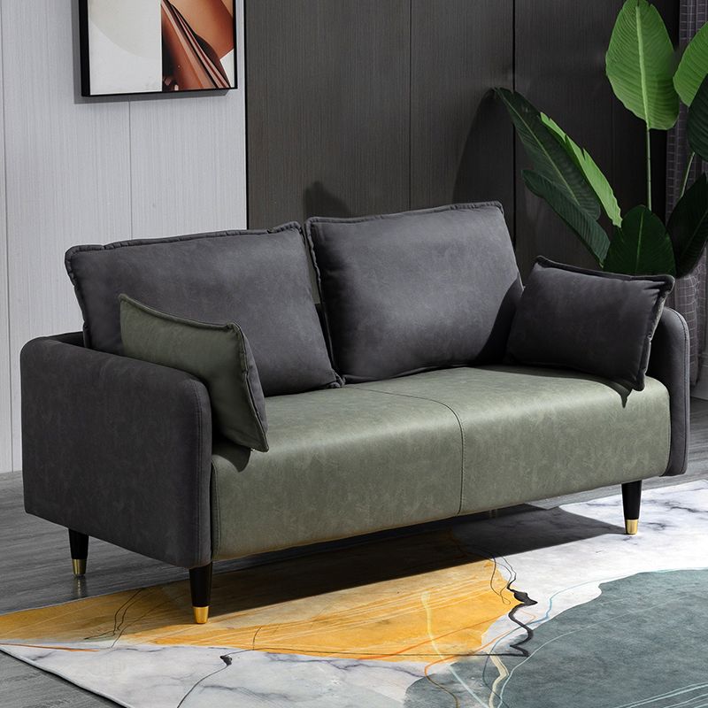 29.92" H Faux Leather Square Arm Modern Sofa with 2 Pillows for Living Room, Apartment Clearhalo 'furn' 'furn_sofas' 'Furniture' 'furniture_sofas' 'kitchen' 'kitchen_sofas' 'Living Room Furniture' 'Sofa' 'sofas' 1200x1200_92ed48c8-7d68-408b-8d97-bdd46716fcd0