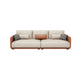 Faux Leather Pillow Back Sofa with Chaise Square Arm Sectional